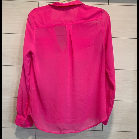 Pink sheer button up blouse - Picture 2 of 2
